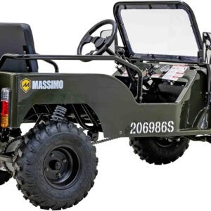 alt="Massimo Motor Mini 125 Go Kart featuring a sturdy roll cage, designed for enhanced safety during rides."